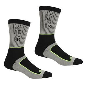 Regatta Mens Samaris 2 Season Socks (Pack of 2) / Dark Steel/Electric Lime